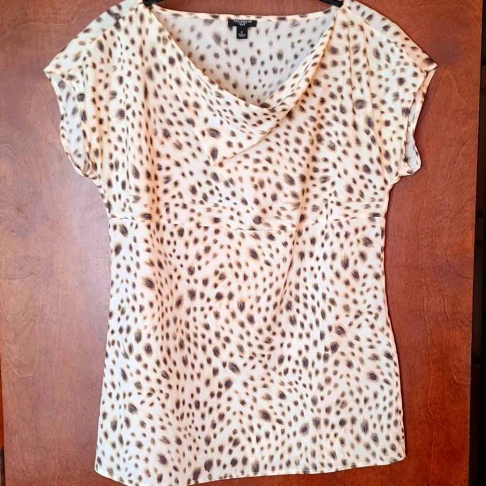 Ann Taylor Silk Cheetah Print Top